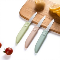 Nouvel éplucheur et couteau à fruits manuel 2-en-1 en acier inoxydable, design créatif pour couper les fruits