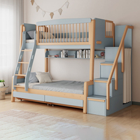 Lit superposé pour filles en bois de pin rose, nouveau design 2025, lit superposé pour enfants en bas âge avec tiroirs