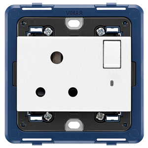Vimar 2P+T 5A English <b>Socket</b> <b>With</b> White Switch 8.5x8.6 Cm - Product Image 1