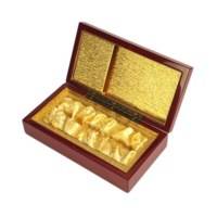 Boîte à stylos en bois de burl brillant avec doublure en satin jacquard doré, logo personnalisé, étui de rangement de luxe en bois pour stylos, idéal pour l'emballage de cadeaux d'affaires haut de gamme