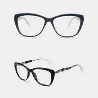 Vente en gros usine : Montures de lunettes TR90 élégantes avec branches en acétate bicolore, lunettes optiques pour femmes, prêtes à être expédiées