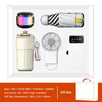 Ventilateur portable compact, parapluie, tasse, batterie externe, haut-parleur 5-en-1 – Cadeau d'été indispensable pour les entreprises, vente en gros, cadeaux populaires