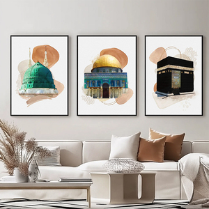 Cuadros de acuarela de la mezquita de <span class=keywords><strong>Al</strong></span>-<span class=keywords><strong>Aqsa</strong></span>, lienzo moderno, pinturas de Kaaba, decoración artística de pared islámica musulmana - Product Image 2