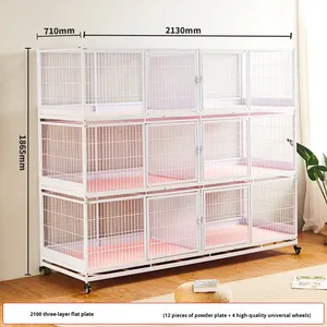 Cage pour animaux de compagnie à plusieurs niveaux de qualité supérieure chenil roulant robuste pour plusieurs centres d'élevage de chiens de chats refuges pour animaux de compagnie et cliniques vétérinaires - Product Image 5