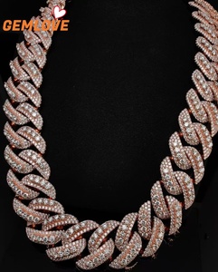 GEMLOVE Men's gold <b>chain</b> Cuban link gold plated shiny Cuban necklace diamond <b>chain</b> men's <b>iced</b> <b>out</b> <b>chain</b> hip hop jewelry - Product Image 1