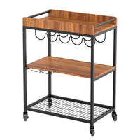 Carrito de Cocina Móvil de Diseño Personalizado, Carrito de Cocina de 3 Niveles, Organizador Giratorio, Estante para Vino, Carrito de Servicio
