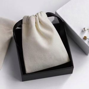 Jiamao Custom Logo Dust Bag White Cotton Canvas <b>Mini</b> Muslin Drawstring Bag Small Gift Jewelry Pouch - Product Image 5