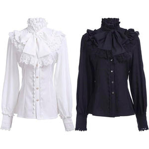 Camisa Victoriana para Mujer, Blusa Gótica Blanca, Blusa Renacentista <span class=keywords><strong>de</strong></span> Manga Larga, Blusa <span class=keywords><strong>Medieval</strong></span> <span class=keywords><strong>de</strong></span> <span class=keywords><strong>Campesina</strong></span>, Blusa Pirata con Volantes - Product Image 1