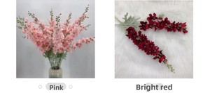 <span class=keywords><strong>Fleurs</strong></span> artificielles en soie de Chine, Delphinium à 2 branches, grand hibiscus bleu floqué, pour allée de mariage - Product Image 6
