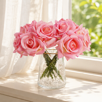 AM-AFA12 Ammy Bouquet de 5 Roses Artificielles en Soie pour Décoration de Mariage, Cadeau Fête des Mères, Rose Artificielle