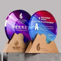 Trofeo de Cristal K9 Transparente con Grabado Láser Ecológico e Impresión a Color, Personalizado con Base de Madera, para Deportes, Negocios y Oficina, Venta al Por Mayor