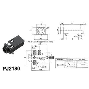 Prise audio PJ-218 2,5 mm, connecteur femelle 4 broches SMT pour jouets/ordinateurs, montage en surface - Product Image 6