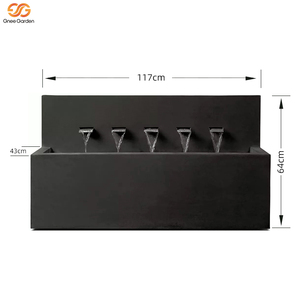 Fontaine de jardin minimaliste en métal noir à brancher, 5 becs, pour extérieur - Product Image 5
