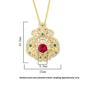 Collier pendentif porte-bonheur chinois ajouré fait main, élégant et écologique, avec insert en cuivre et zircone cubique rouge <span class=keywords><strong>de</strong></span> 9 mm - Product Image 6