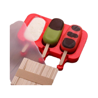Moules à Popsicle en Silicone 3 Trous sans BPA 50 Bâtons en Bois Moules à Crème Glacée Maison Moules à Crème Glacée Silicone Enfants