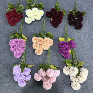 9 têtes de chrysanthèmes artificiels en soie, couleurs mélangées, réalistes, pour décorations d'anniversaire - Product Image 2