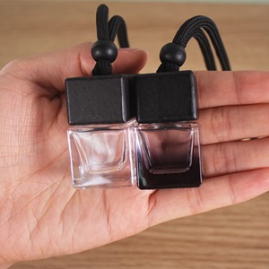 8ml Black Wood Cap Empty Classic Gradient Black Glass <b>Bottle</b> Hanging Air Freshener Essential Oil Perfume Car <b>Diffuser</b> <b>Bottle</b> - Product Image 2