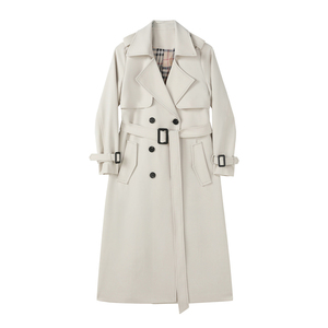 <strong>Ladies</strong> Stylish Long Clothing Streetwear Polyester <strong>Lightweight</strong> Turndown Collar Women's Trench <strong>Coats</strong> Vintage Factory - Product Image 1