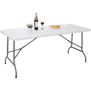 Trong Kho Cho Thuê Đồ Nội Thất Ngoài Trời Mesa Plegable Xách Tay Vinyl Trắng Nhựa Có Thể Gập Lại Hình Chữ Nhật Bảng Cho Đảng Sự Kiện Đám Cưới - Product Image 2