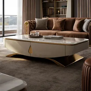 Mesas de centro doradas de estilo Vintage francés, muebles de sala de estar interiores, mesas de centro personalizadas pulidas