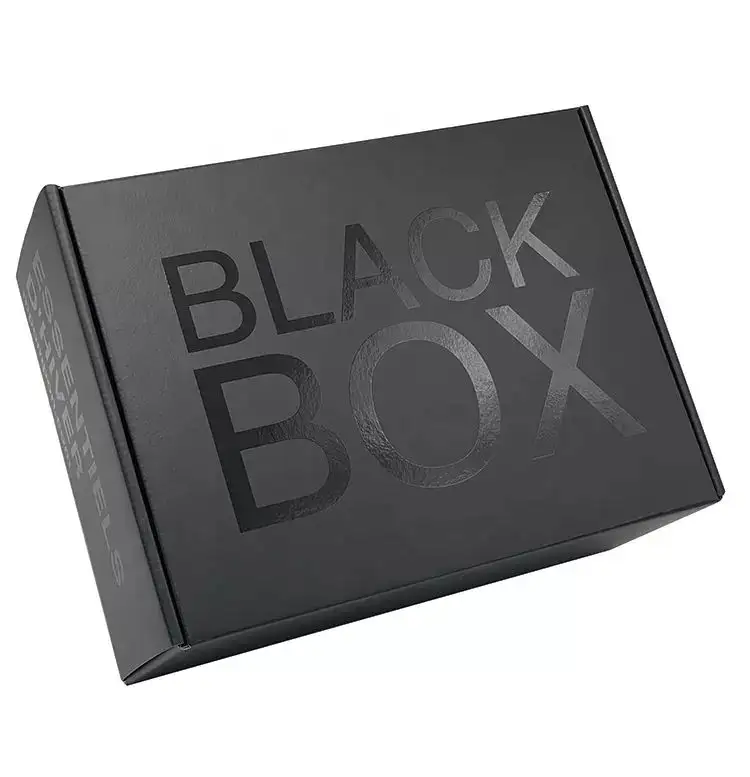 Cajas de embalaje personalizadas, caja de impresión plegable de papel corrugado a la moda, color negro, novedad de 2023, venta al por mayor