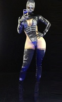 2023 Designer manches longues danseuse exotique vêtements glisser reine spectacle Stretch body moulante barboteuses hommes femmes strass combinaison