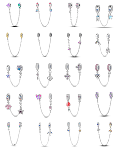 Bracelets avec pendentifs breloques en forme de cœur en zircon plaqué or et argent de la série bleue, certifiés GDTC - Design original DIY pour unisexe - Product Image 2