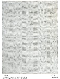 Alfombra de Lana Contemporánea Tejida a Mano en Color Marfil Vibrante con Patrón Abstracto y Pelo Medio para Sala de Estar e Interiores Modernos - Product Image 4