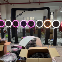 Photo Booth iPad Portabel Terlaris Baru dengan Lampu Cincin LED RGB Retro untuk Selfie Digital
