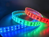 Bande LED RGB adressable 12V/24V 5050 120 LED/m double rangée 20mm de large avec fonction de reprise à un point de rupture et effet de poursuite étanche