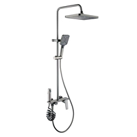 Ensemble de douche de luxe pour hôtel, finition gris anthracite brossé chromé, corps en laiton avec jet de pluie doux, fonction massage et fonction pause