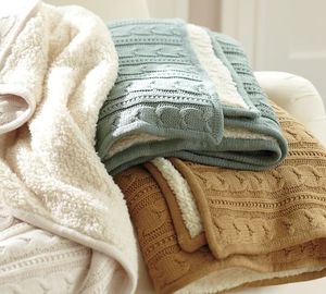 50CZ65 100% アクリル100% 綿ケーブルニットシェルパバックスローブランケット - Product Image 3