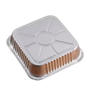 Disposable square 204*204*47mm 8*8 Inch Aluminum Food Storage Packaging <b>Container</b> <b>with</b> Plastic <b>Lid</b> - Product Image 2