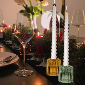 Ribbed Glass <strong>Candle</strong> <strong>Holder</strong> 2-in-1 Tea Light <strong>Candle</strong> <strong>Holder</strong> With Different Colors Customization - Product Image 5