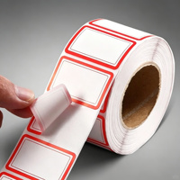 Etiquetas Autoadhesivas Personalizadas en Blanco para Escribir, con Borde Rojo y Azul, para Oficina, Cocina y Almacén