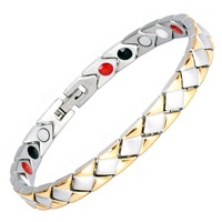 Bracelet magnétique personnalisé en acier inoxydable à motifs géométriques pour la thérapie magnétique, la perte de poids et l'amincissement