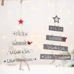 Wholesale Holiday Wooden Hanging Christmas Tree Gifts Christmas Ornaments Decoration
