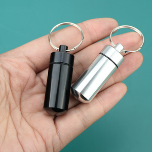 Aluminum Alloy <b>Pill</b> Storage <b>Case</b> Compact Portable Keychain Mini Bottle <b>For</b> Medication Carrying - Product Image 1