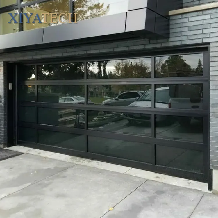 Sunnysky Pintu Garasi Modern Kaca Buram Aluminium Hitam Pintu Garasi Kaca Serat Kaca Murah Lowes Pintu Garasi Gaya Hidup Murah