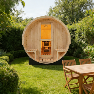 Cabine de sauna à vapeur extérieure commerciale, grande capacité, sauna en forme de baril en stock - Product Image 2