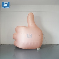 Décoration de dessin animé personnalisé, installation d'art à la main avec pouce levé gonflable