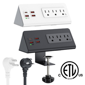 Multiprise de Bureau à Fixation Étau US avec USB C PD20W, Rallonge de 2 Mètres à Fiche <span class=keywords><strong>Plate</strong></span> pour Bord de Bureau - Product Image 1