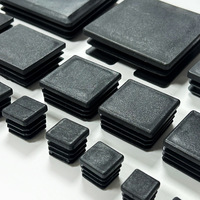 Embouts de tuyaux carrés noirs en plastique, inserts nervurés pour tubes en acier et aluminium, protection des tuyaux sur les chantiers de construction
