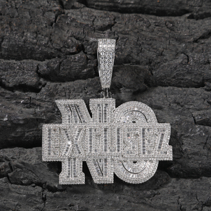 Nessuna tendenza di tendenza ciondolo Hip Hop collana in ottone da uomo ghiacciata Baguette AAAAA ciondolo con lettera di zirconi cubici - Product Image 4