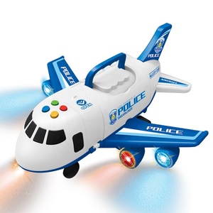 Modellino di Aereo Cargo Trasformabile Musicale per Bambini con Garage della Polizia, Giocattolo in Plastica con Auto in Scala 1:64 e Segnaletica - Product Image 3