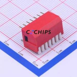 DPL-07RP DIP Switch Through hole Component (THT) Switch Piano Key Single Pole Single Throw 7 PC Pin - Product Image 2