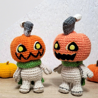 Poupée Amigurumi Citrouille au Crochet Halloween 2026, Effrayante, Faite à la Main, Rembourrée en Coton PP, Certifiée OEKO-TEX, Personnalisée pour Halloween