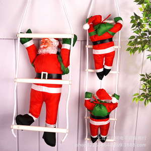 Grand sapin de Noël, ornement Père Noël en tissu avec échelle/corps de grimpeur de 30 cm, Père Noël grimpeur, gnome. - Product Image 3