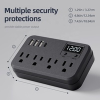 Adaptateur de voyage standard américain multifonction USB 2.1 C avec affichage numérique, multiprise de style américain
