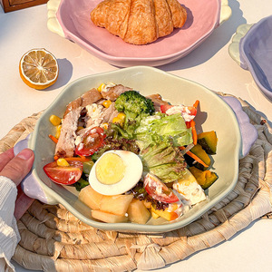 Assiette en céramique série Candy Bean, forme irrégulière, bol profond pour usage domestique et fêtes, vaisselle de couleur unie - Product Image 4